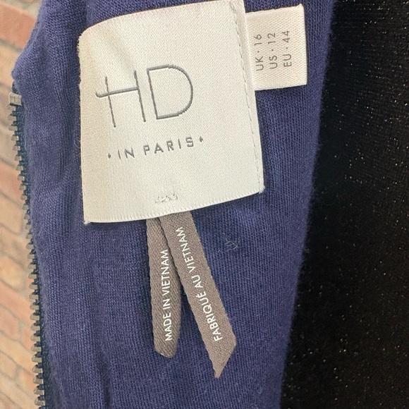 HD in Paris Anthropologie Navy and white cotton jersey dress in size 12 - Picture 3 of 11